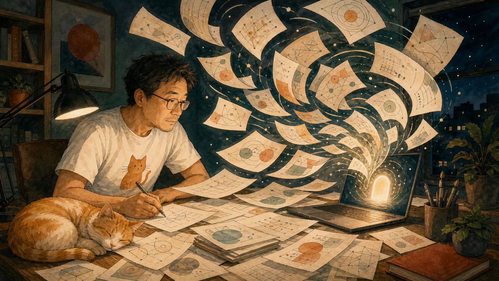 插畫：深夜把所有 AEO 研究資料餵進網站實測